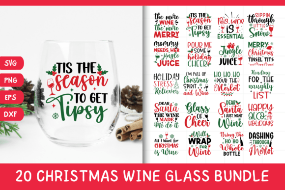 Review: 20 Christmas Wine Glass SVG Bundle